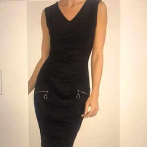 Joseph Ribkoff Size 14 NWT Black Dress with Ruched Front
